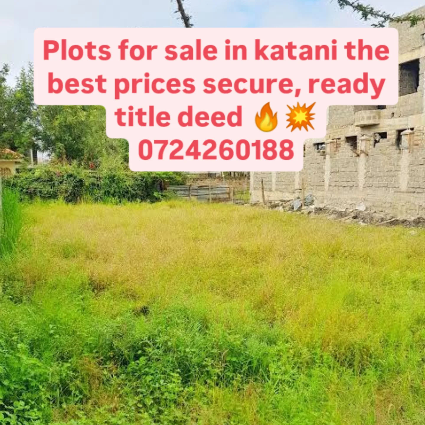 Plots 50×100 land for sale in a fast growing katani area near syokimau area at an affordable price, tittle ready for exchange and transfer